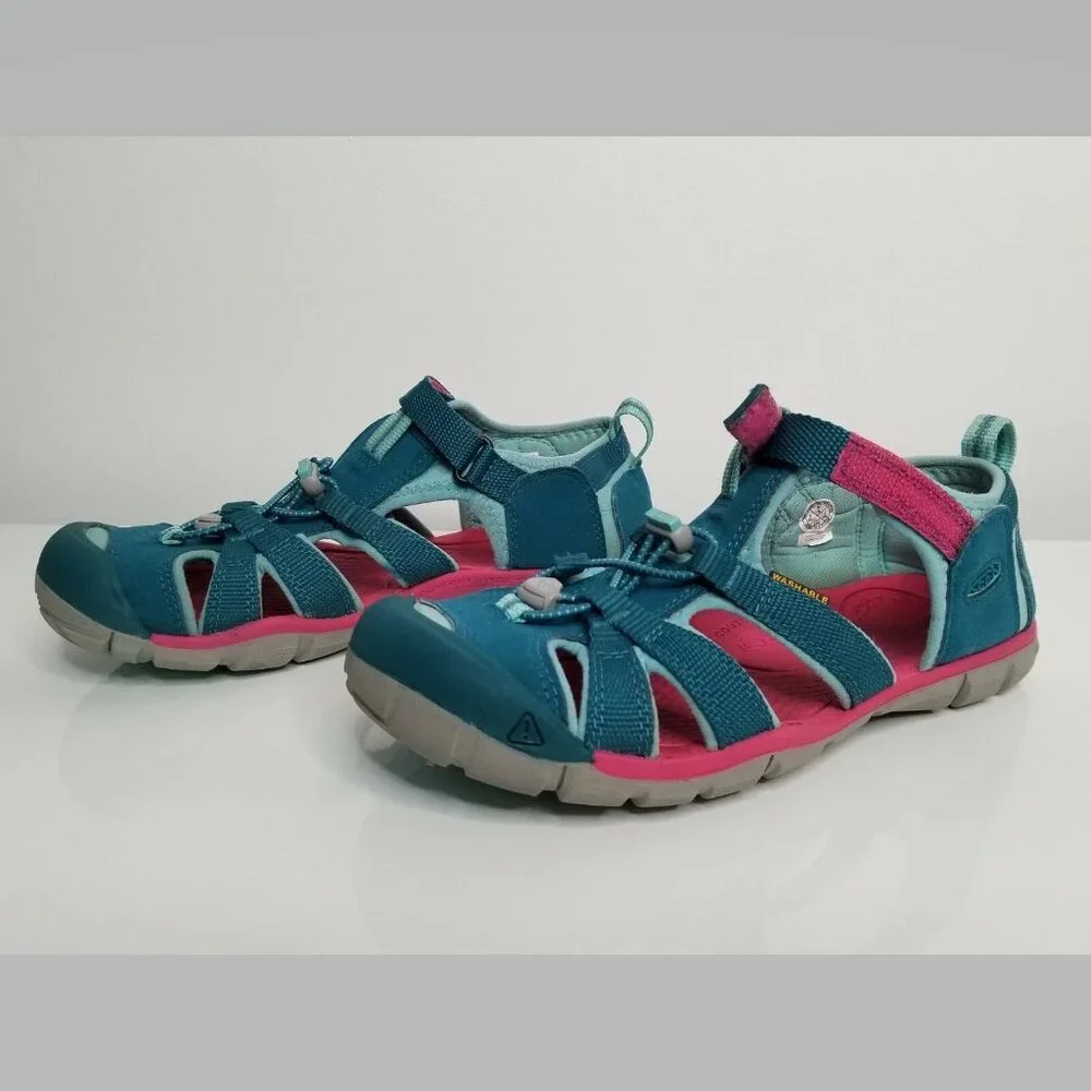 KEEN Hiking Trail Seacamp CNX‎ Sandals Shoes Youth Girl 5 Washable Blue Teal